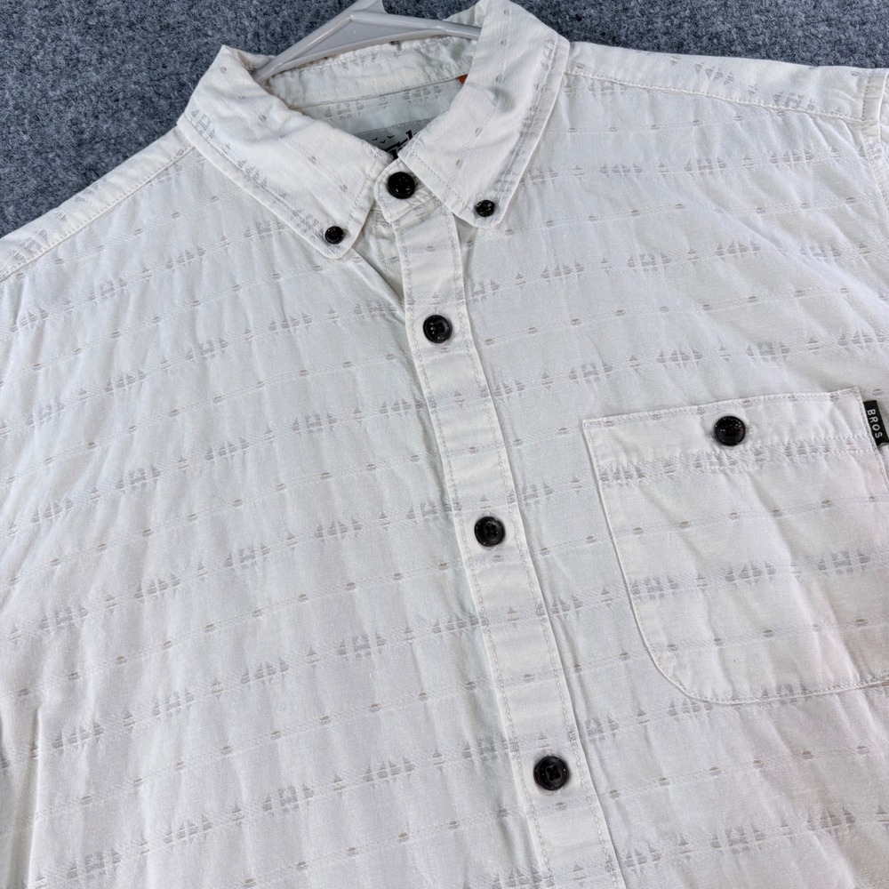 Howler Brothers Mens Medium Cream Textured Dobby Short Sleeve Button Down Shirt